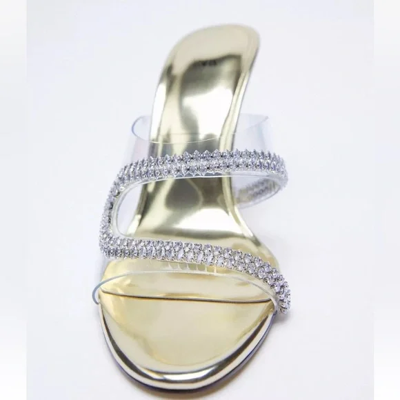 Zara Sparkly Heeled Vinyl Sandals. Size 7.5 NWT EU 38 - Picture 3 of 13